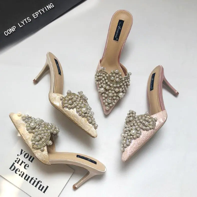 Colorful High Heels with Rhinestones and Beads for Women