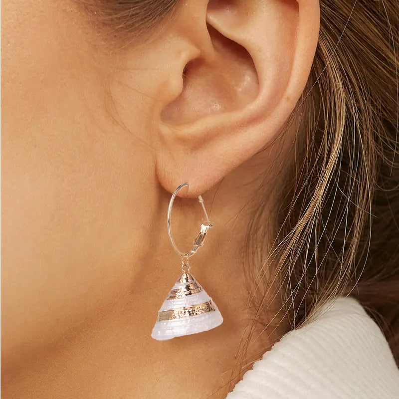 Geometric Shell Earrings - Trendy Fashion Jewelry