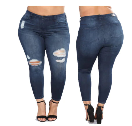 High-Waisted Ripped Skinny Jeans
