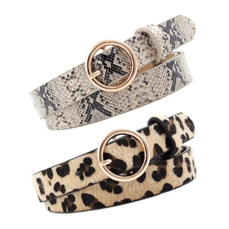 Fashionable Women's Denim Belt with Animal Prints