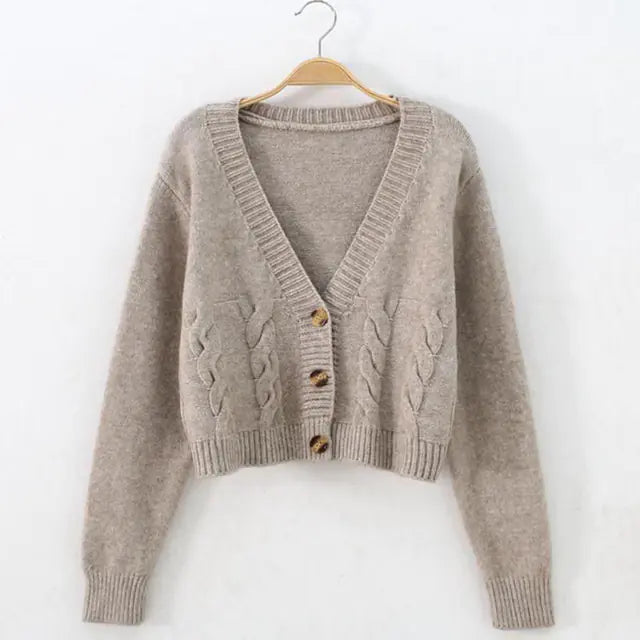 Lucyever Women's Solid Short Cardigan Sweater Tops