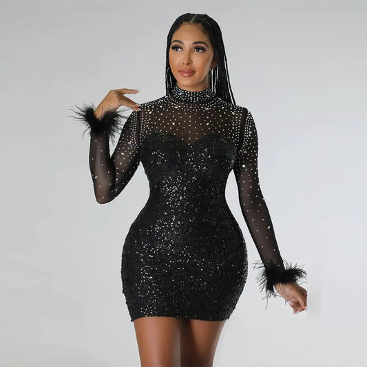 Long Sleeve Hip Dress for Cocktail Parties