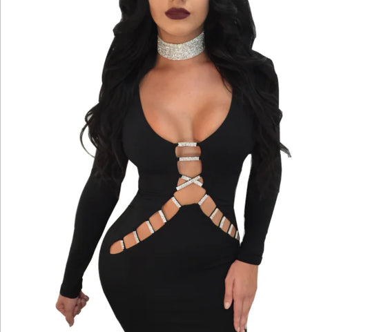 Sexy Hollow Out Bodycon Dress for Nightclub