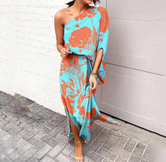 Diagonal Shoulder Dress for Women (One Piece)