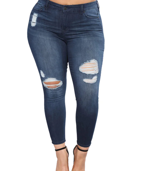 High-Waisted Ripped Skinny Jeans
