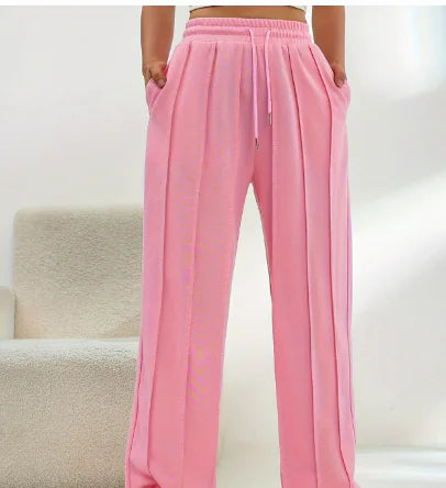 Striped Casual Jogging Pants with Drawstring (One Piece)