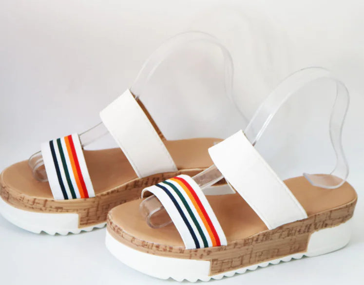 Rainbow Platform Sandals with Velcro Strap