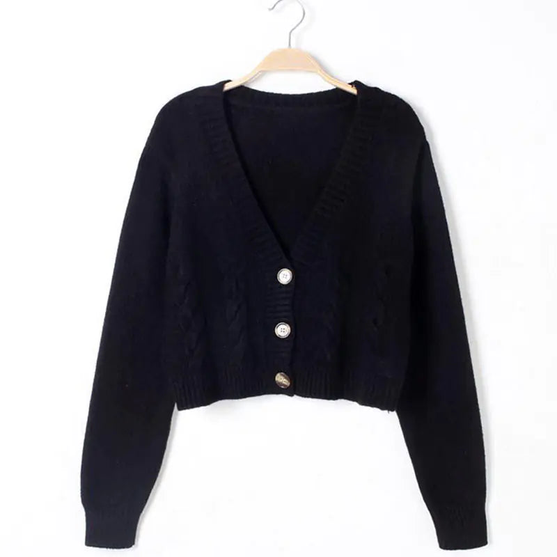Lucyever Women's Solid Short Cardigan Sweater Tops