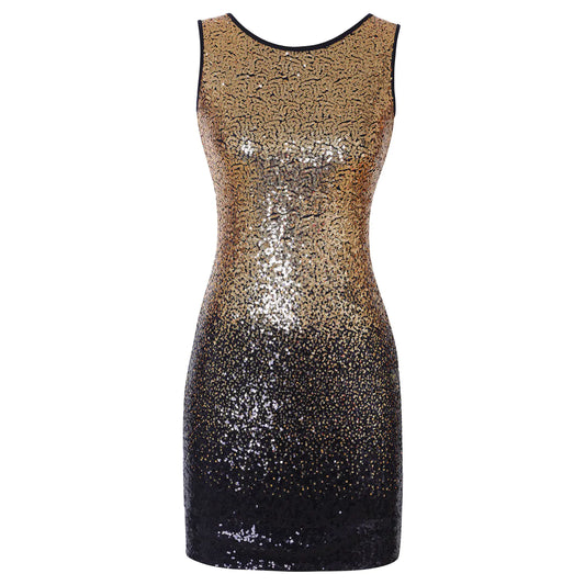 Sleeveless Backless Sequin Slim Dress