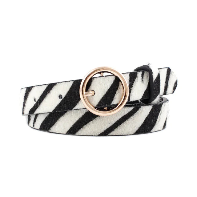 Fashionable Women's Denim Belt with Animal Prints