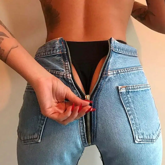 Skinny Jeans with Sexy Back Zipper for Women