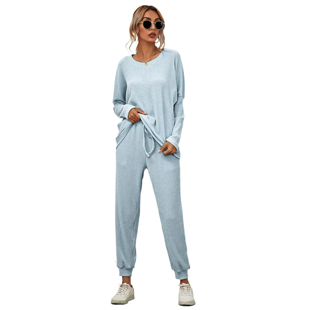 Fall/Winter Women's Loose Solid Color Loungewear Set