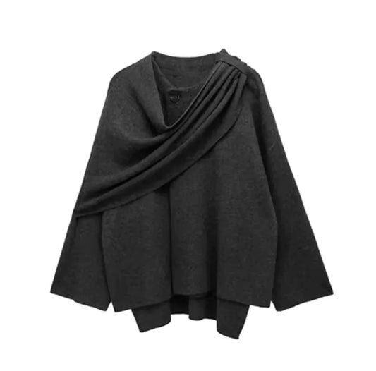 Asymmetrical Scarf Knit Cardigan