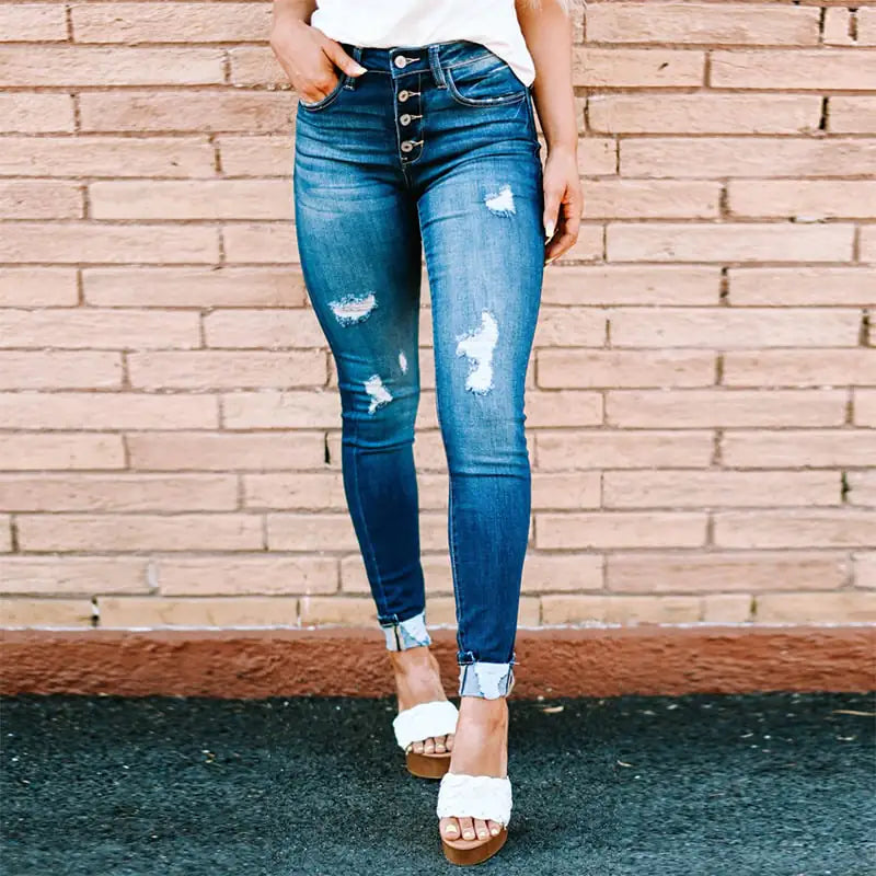 Fashion Holes Skinny Jeans for Trendy Look