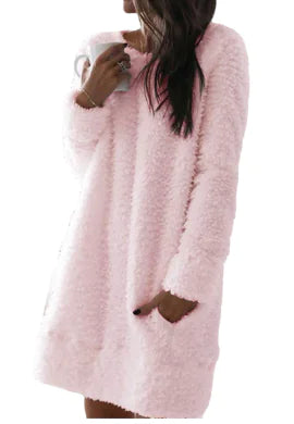 Round Neck Warm Dress with Simple Design (One Piece)