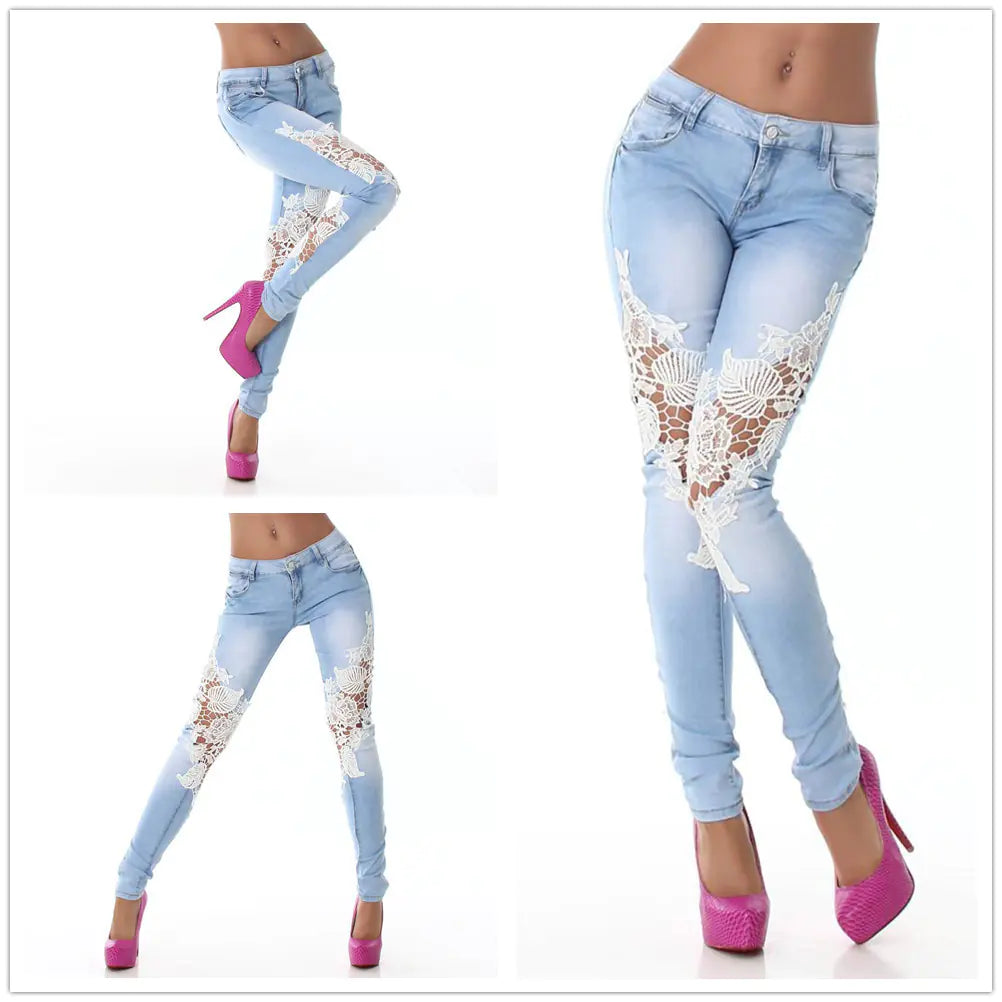 Lace-Trimmed Skinny Jeans and Denim Trousers