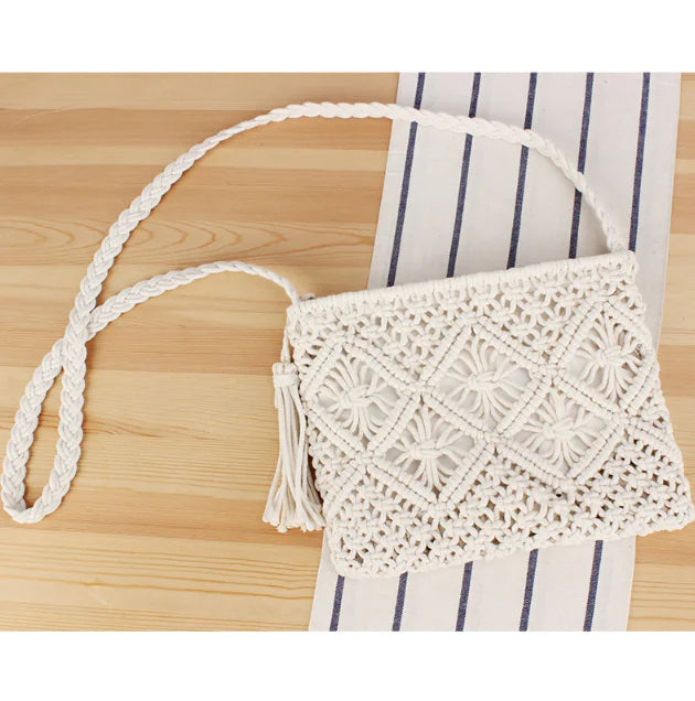 Boho Woven Straw Shoulder Bag for Women (One Item)