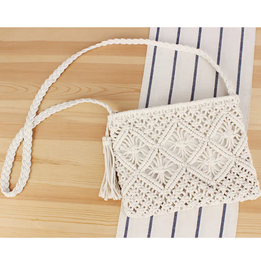 Boho Woven Straw Shoulder Bag for Women (One Item)
