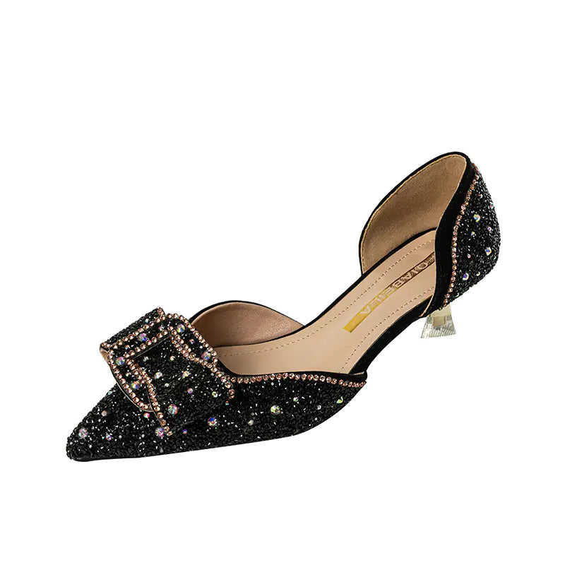 Rhinestone Stiletto Point High Heels Sandals Set