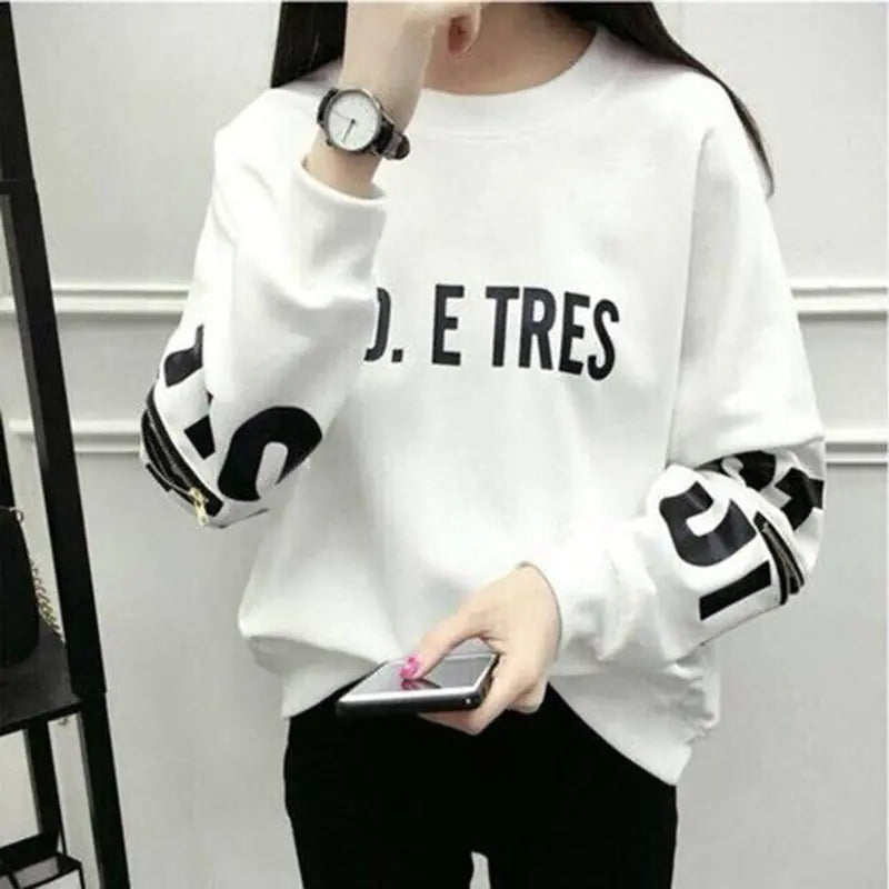 Letter Print Long Sleeve Batwing Sweatshirt Hoodie