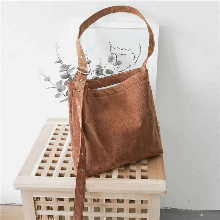 Corduroy Canvas Bag - Women's Shoulder Crossbody Tote