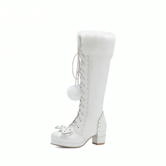 Japanese Lolita Cute Sweet Round Toe High Boots