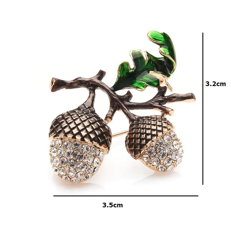 Hazelnut and Pine Cone Brooch Jewelry