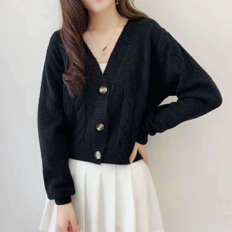 Lucyever Women's Solid Short Cardigan Sweater Tops