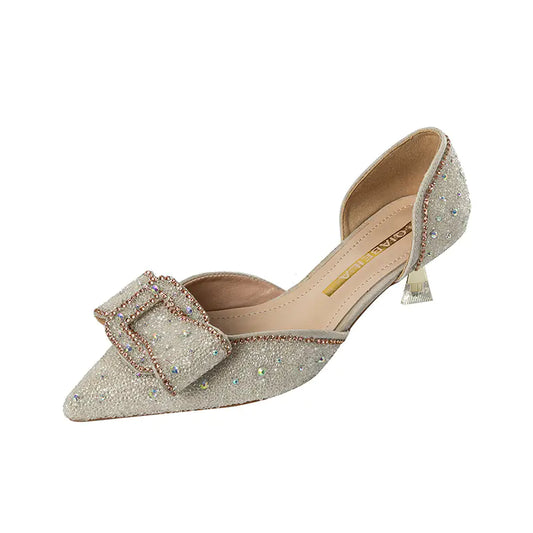 Rhinestone Stiletto Point High Heels Sandals Set