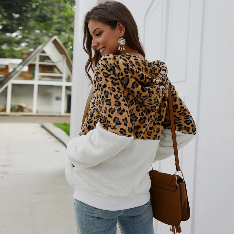 Leopard Print Patchwork Outer Jacket
