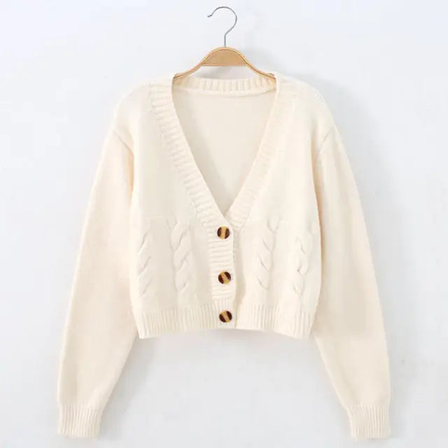Lucyever Women's Solid Short Cardigan Sweater Tops