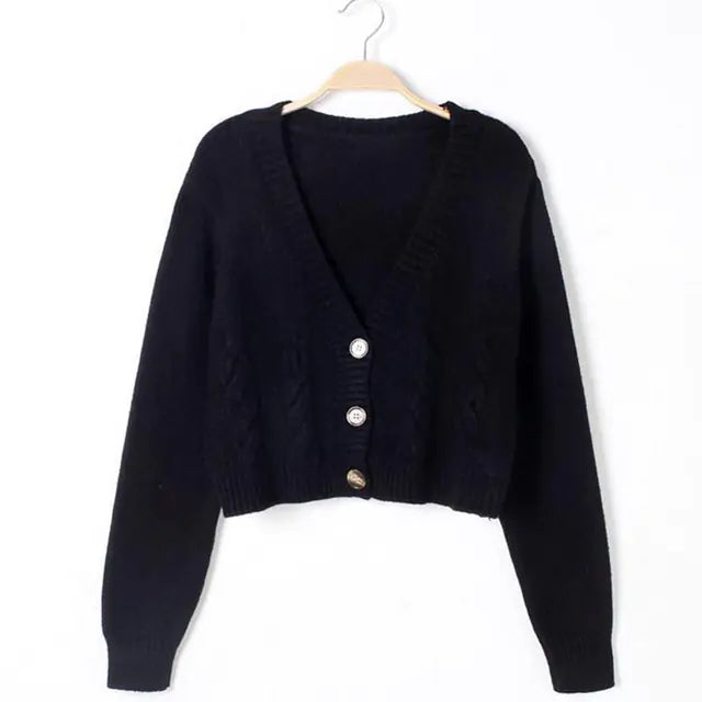Lucyever Women's Solid Short Cardigan Sweater Tops