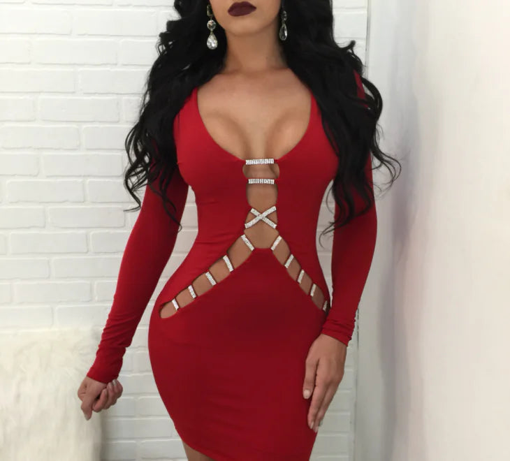 Sexy Hollow Out Bodycon Dress for Nightclub