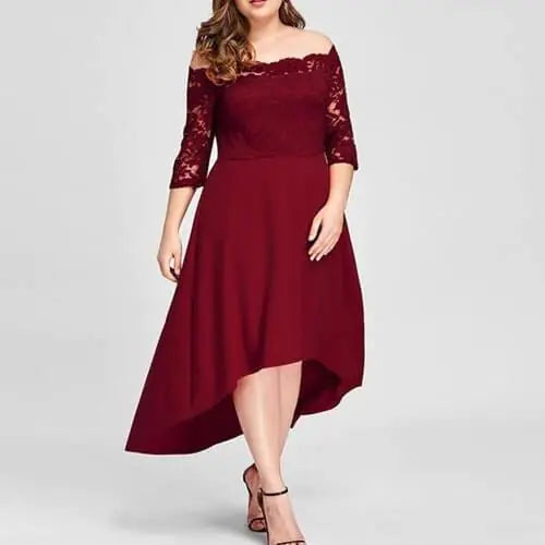 Plus Size Lace Dress - Elegant Long Gown