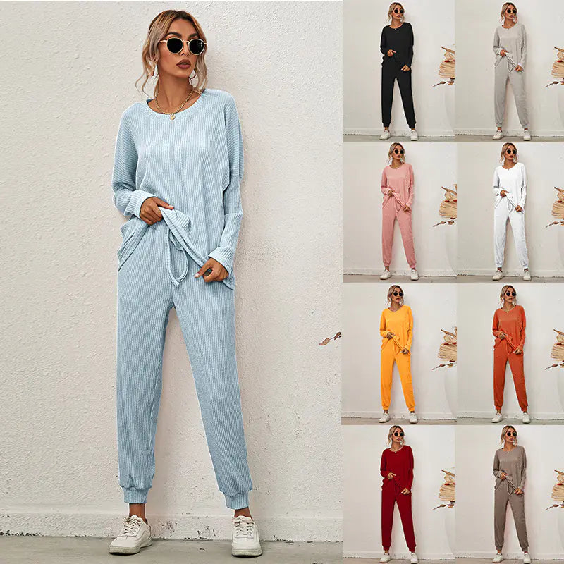 Fall/Winter Women's Loose Solid Color Loungewear Set