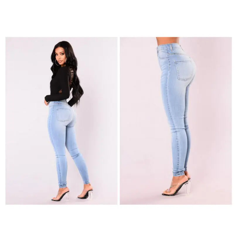 High Waist White Washed Skinny Jeans for Women