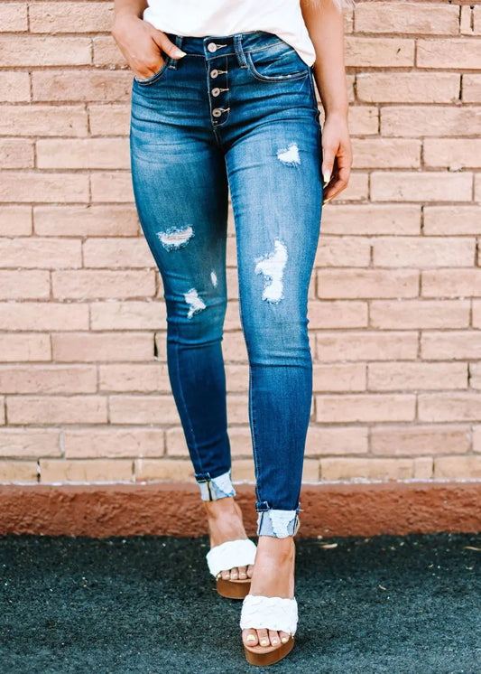 Fashion Holes Skinny Jeans for Trendy Look