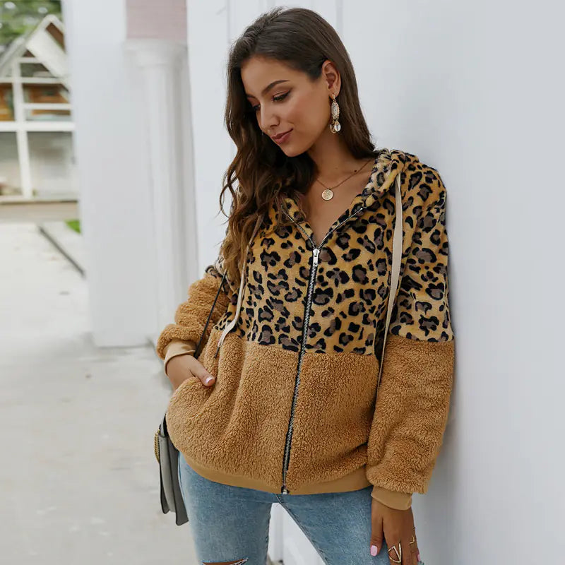 Leopard Print Patchwork Outer Jacket