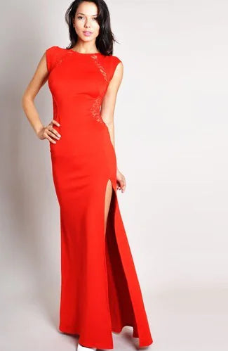 Lace Maxi Dress with Slit - Sexy Outfit