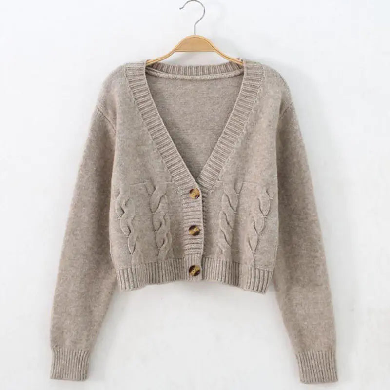 Lucyever Women's Solid Short Cardigan Sweater Tops