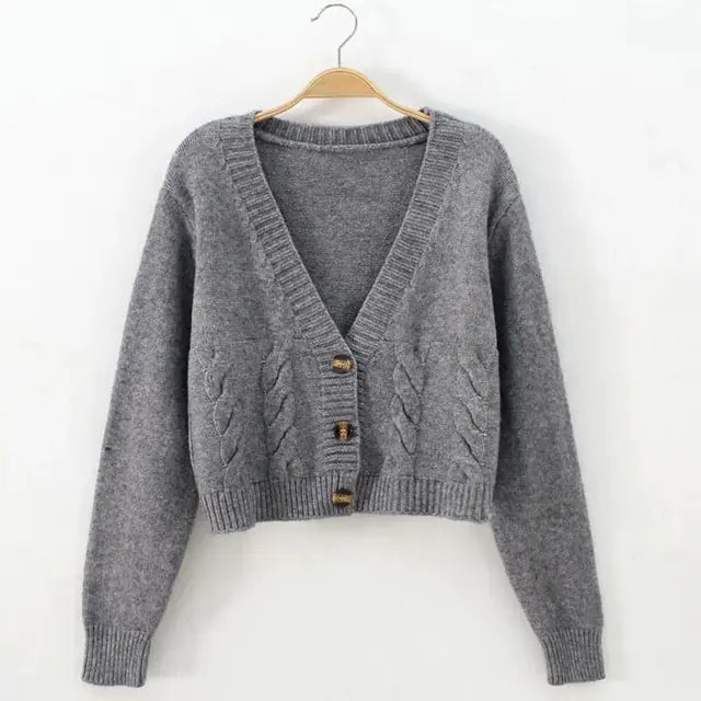 Lucyever Women's Solid Short Cardigan Sweater Tops