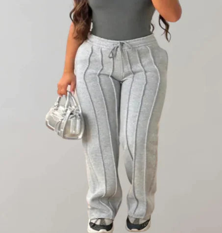 Striped Casual Jogging Pants with Drawstring (One Piece)
