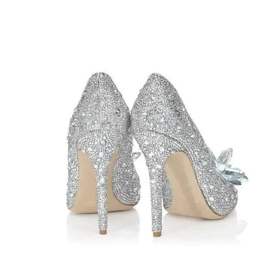 Diamond Pointed Toe High Heels for Brides