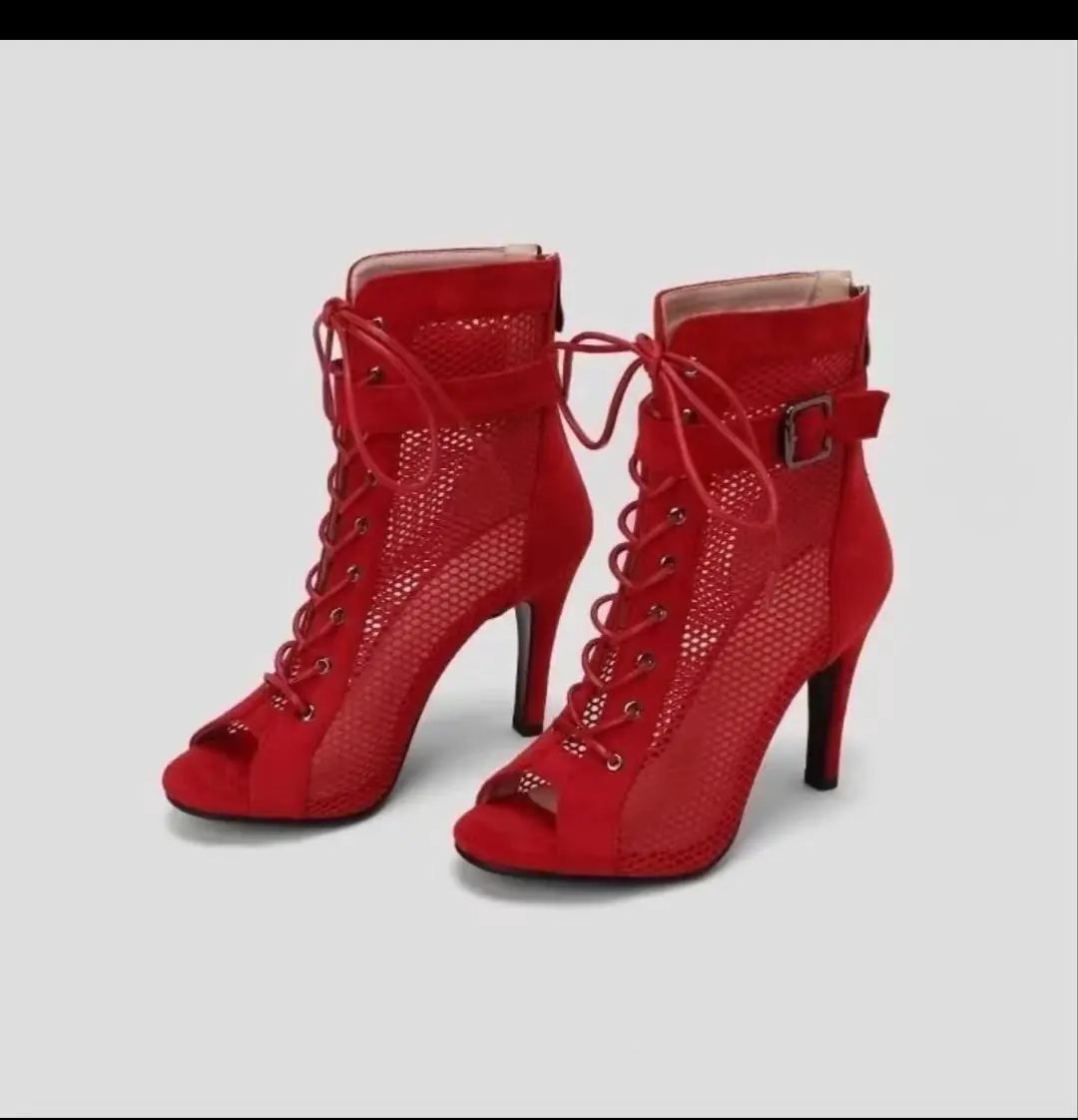Autumn New Mesh Peep-Toe Dance Heels for Women