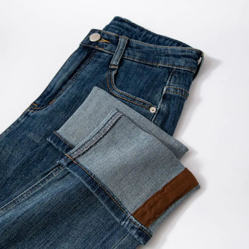 Loose Fitting Washed Leather Skinny Jeans for Women