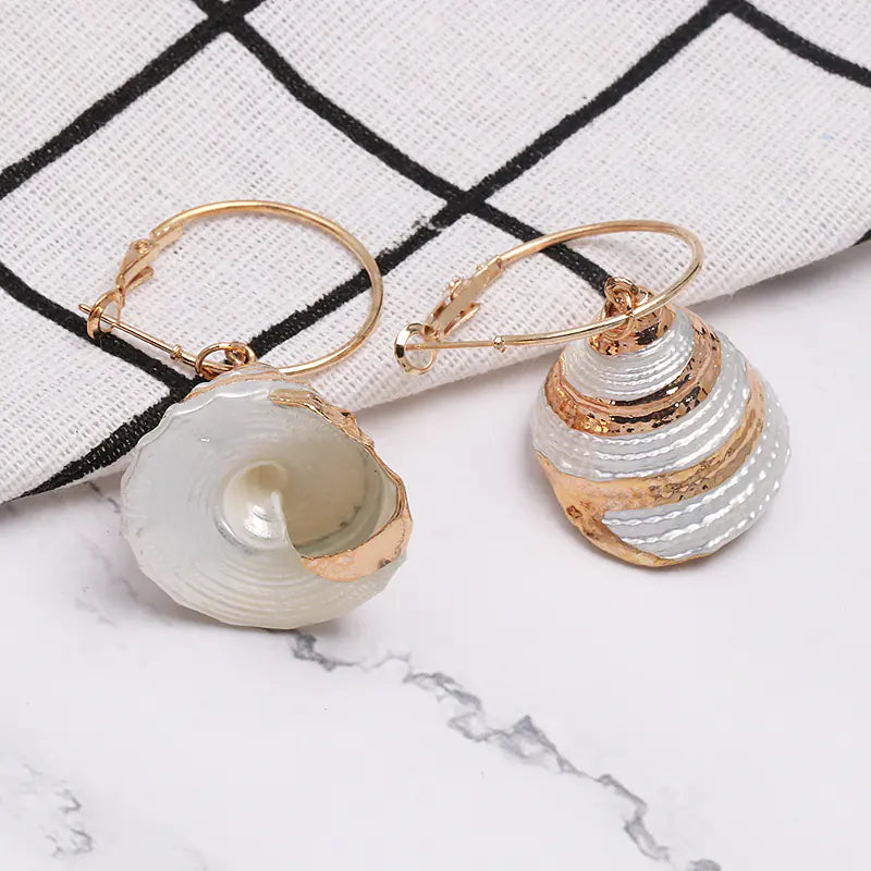 Geometric Shell Earrings - Trendy Fashion Jewelry
