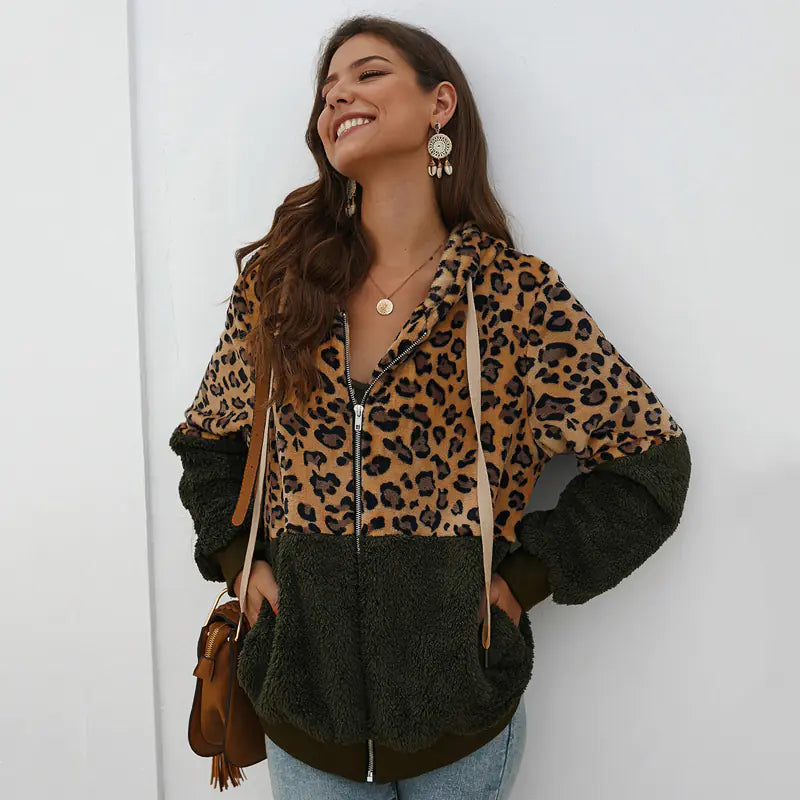 Leopard Print Patchwork Outer Jacket