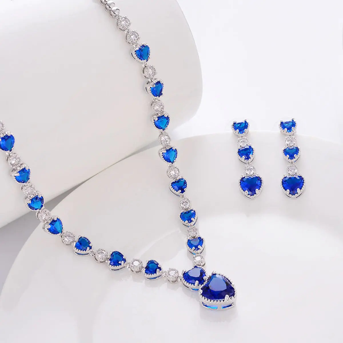 Silver Heart-Shaped Bridal Jewelry Set
