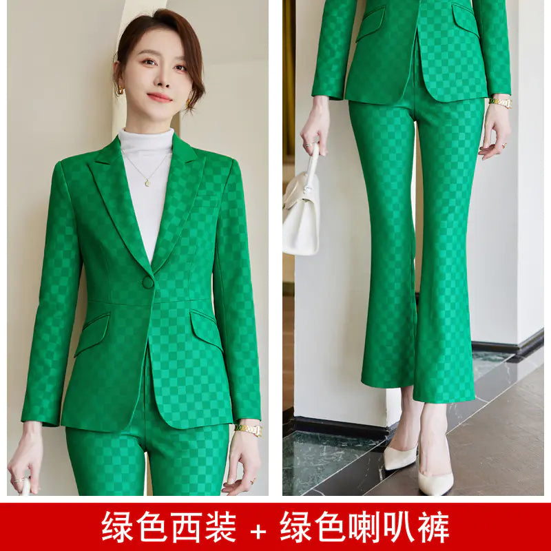 Purple Women's Suit Set with Flared Pants, Stylish 2023