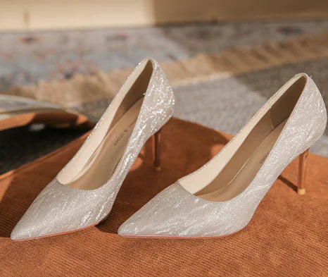 Sequined Pointed Toe High Heels for Women